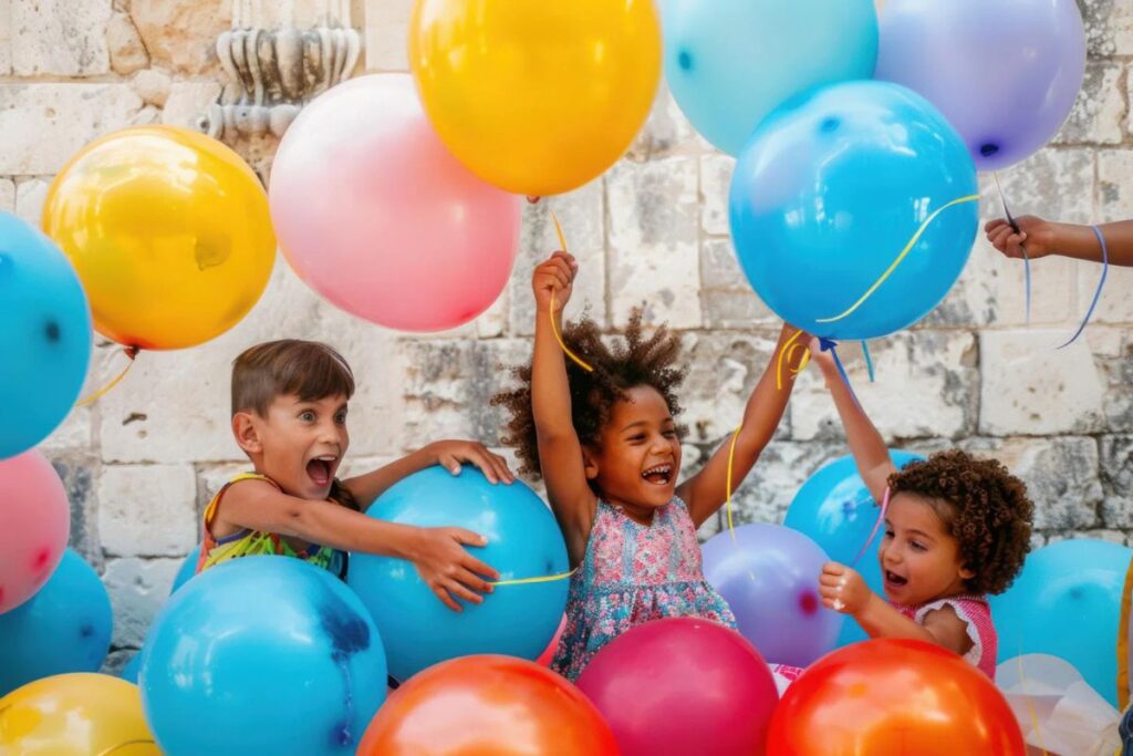 Kids with balloons